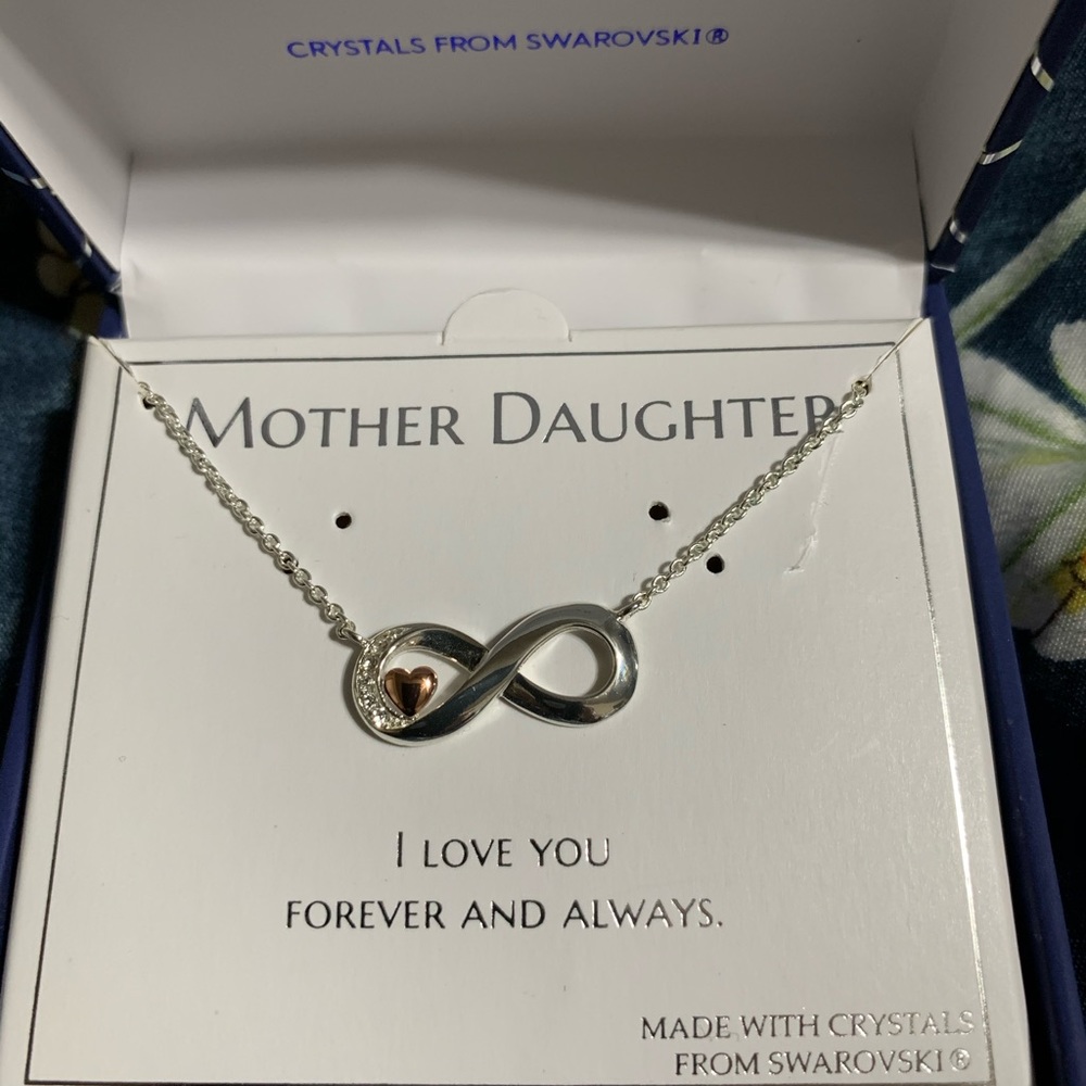 Silver Swarovski Rose Gold Infinity Necklace